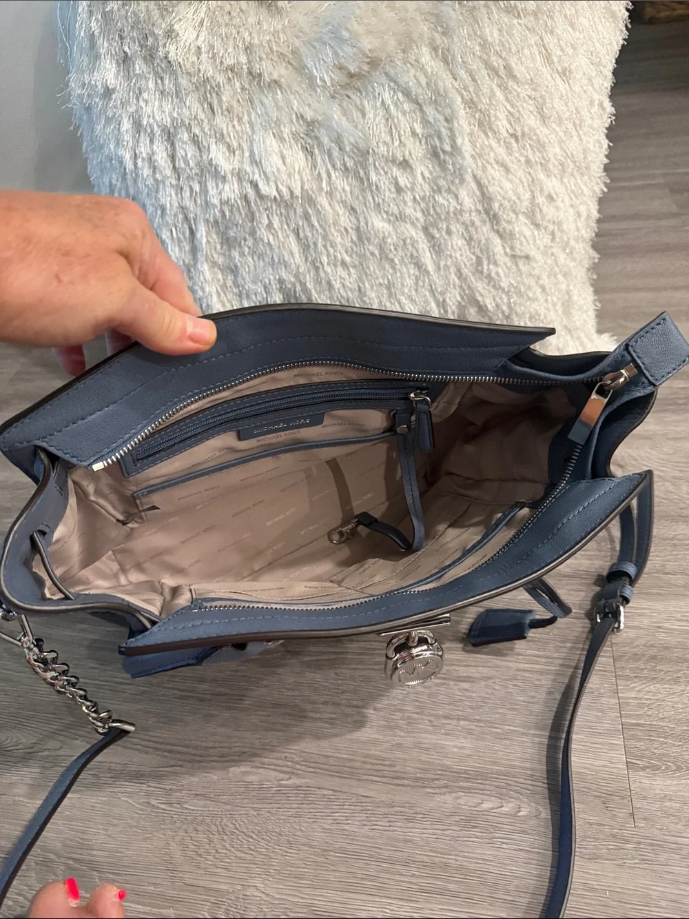 Michael Kors Blue Leather Shoulder Tote with Wallet